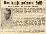 Výročí: V červnu 1937 vyzval v Ostravě amatéry profesionální boxer Babiš