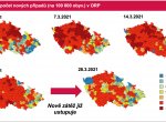 Temně rudá barva nákazy mizí, pandemie ustupuje ve všech regionech